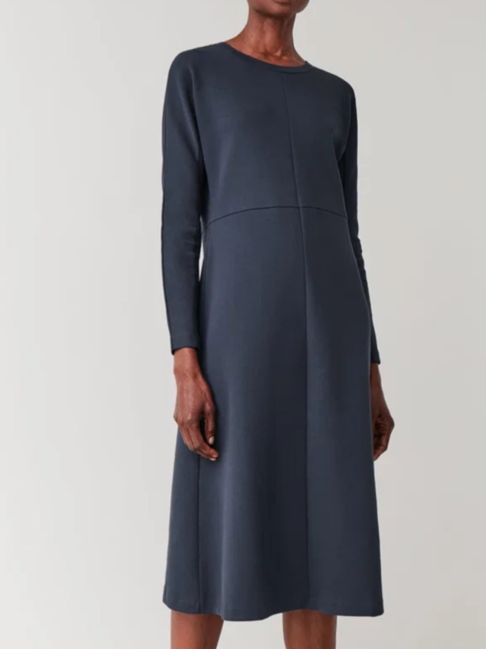 COS Blue Panelled Cotton Long Sleeve Dress